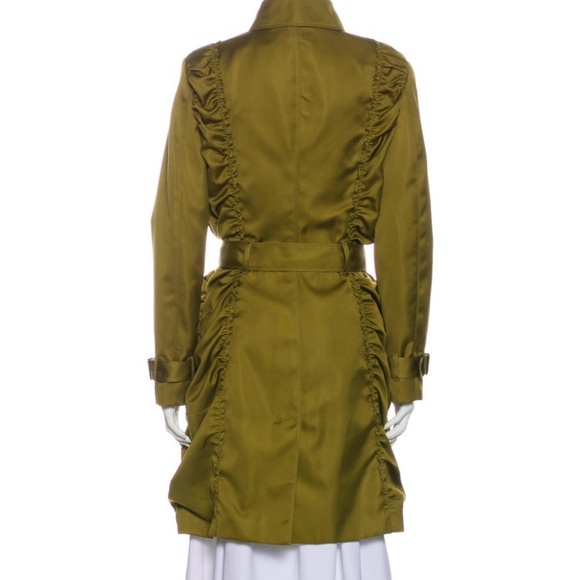 Burberry London Trench rouched mid length. BNWT Caper Green feminine sexy rare - Picture 6 of 6